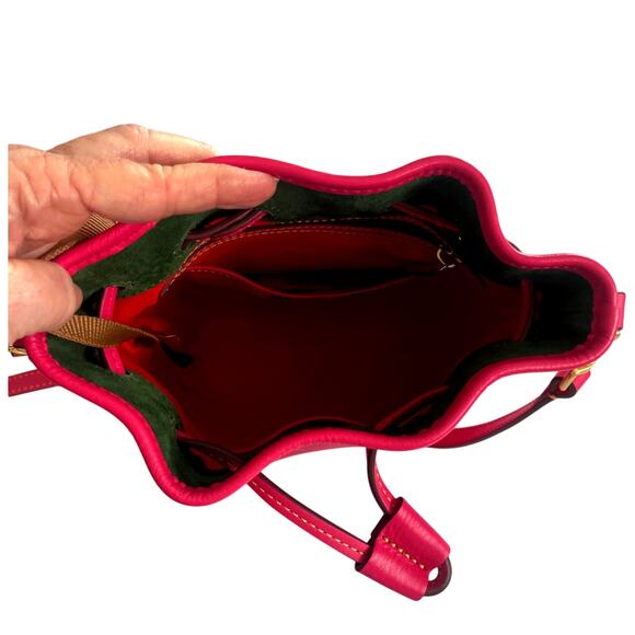 Dooney and Bourke Florentine Leather Fuchsia Small Drawstring Bag NEW - Picture 3 of 6